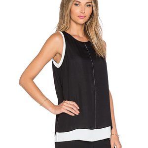 Vince silk layered tank (black & white)